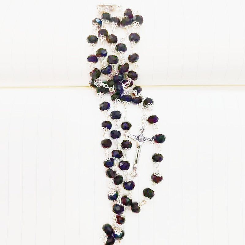 Wholesale 5pcs/pack Crystal Torus Cross Rosary Necklace